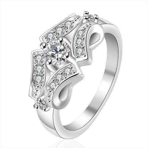 New 925 sterling silver filled Ladies engagement style ring with Genuine AAA crystals