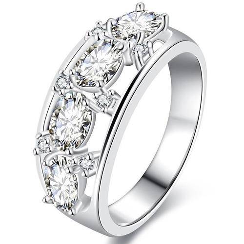 New 925 Sterling silver filled Chunky engagement style ring adorned with AAA crystals