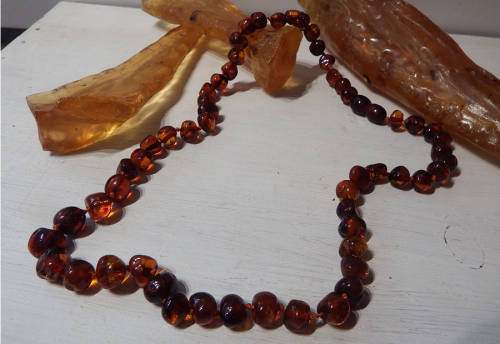 Genuine 48 cm Amber Necklace - Ref. A1-1B Dark Cognac colour