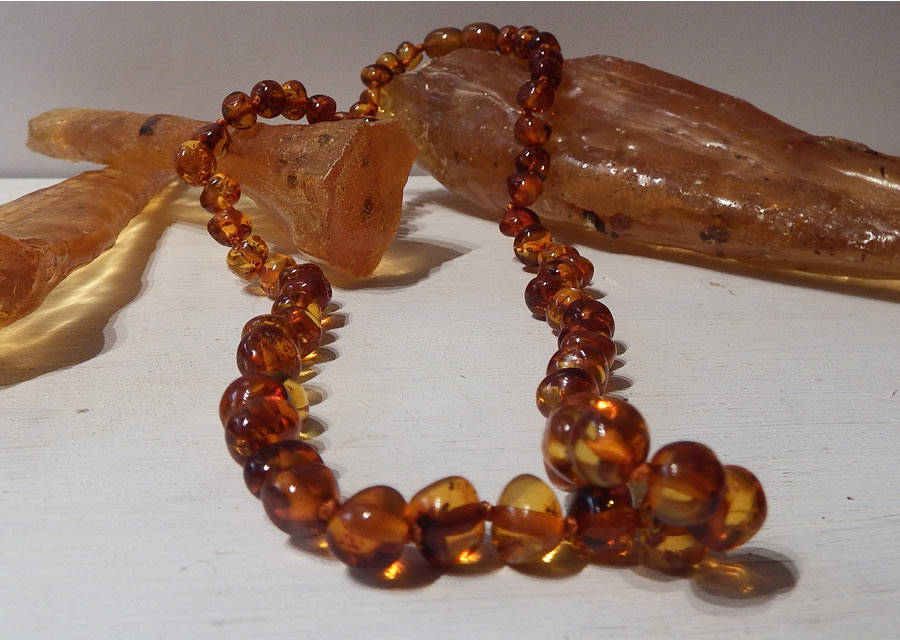 Genuine 48 cm Amber Necklace - Ref. A1-3C Light Cognac colour
