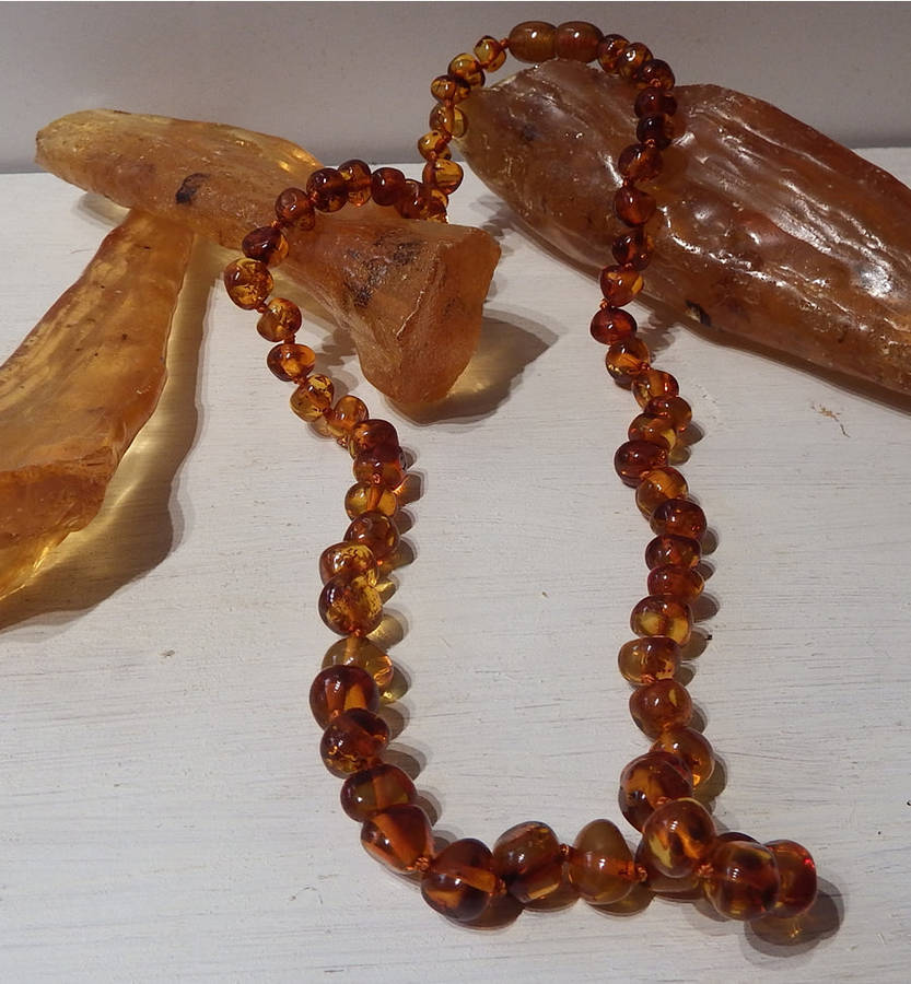 Genuine 48 cm Amber Necklace - Ref. A1-3C Light Cognac colour