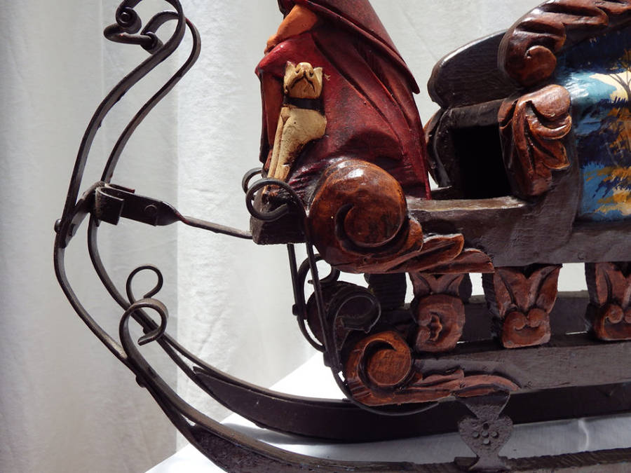 Child`s wooden and metal toy doll sledge, Circa 1850-1880 Ref. W-20