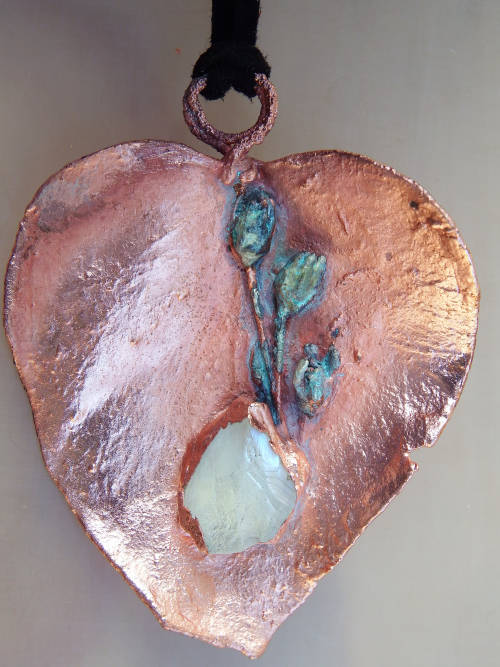 Natures Gifts Jewellery Handmade Copper electroformed pendant with genuine Moonstone stone