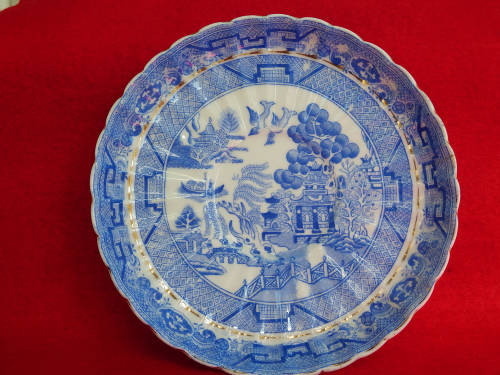Victorian Cup and Saucer Willow pattern circa 1888. Ref. C/91