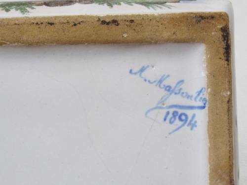 Antique Ceramic Inkstand signed and dated 1894. Ref. OR-37