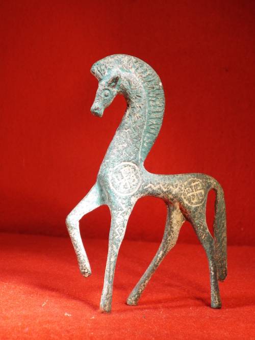 Ancient Geometric Era Greek Replica Bronze figurine of a `Horse with arched neck`. Ref. MA-26