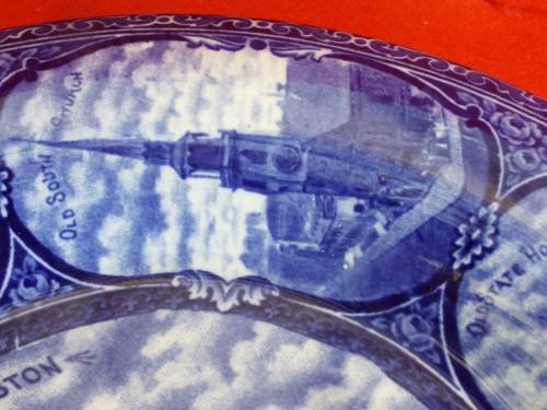 A Blue and White Rowland and Marsellus Historical Boston Plate. Circa 1893-1933.  Ref. P/100