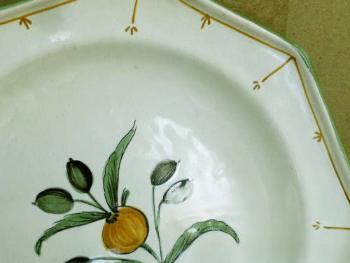 A pair of French provincial faience Botanical plates. 19thCentury. Ref. P/97A+97B