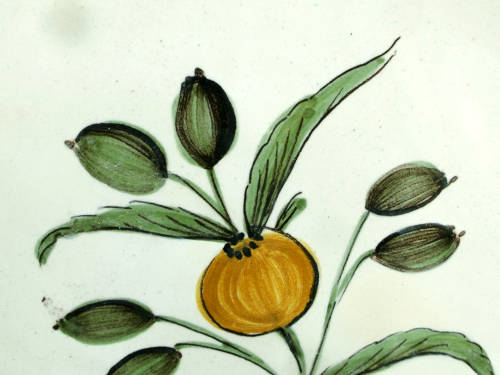 A pair of French provincial faience Botanical plates. 19thCentury. Ref. P/97A+97B