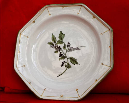 A pair of French provincial faience Botanical plates. 19thCentury. Ref. P/97A+97B