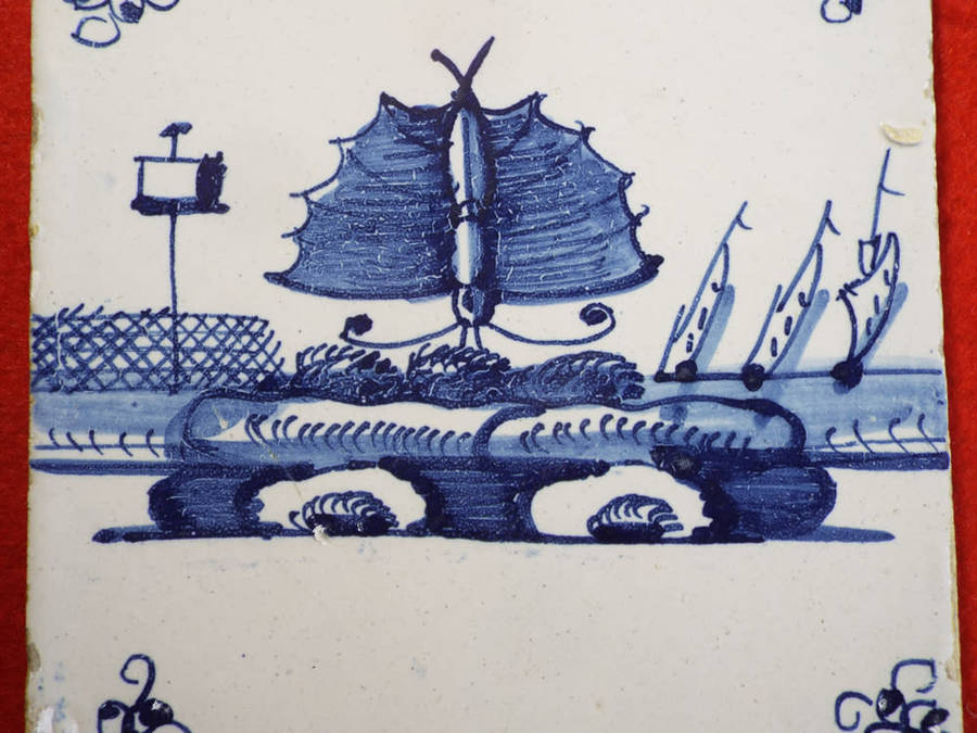 A blue and white Dutch Delft Tile circa 1720-1760. Ref. CL-8