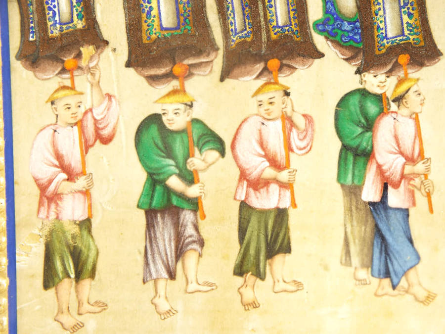 Early 19th Century Chinese Gouache of Figures in a  Parade. Ref.#  AR22