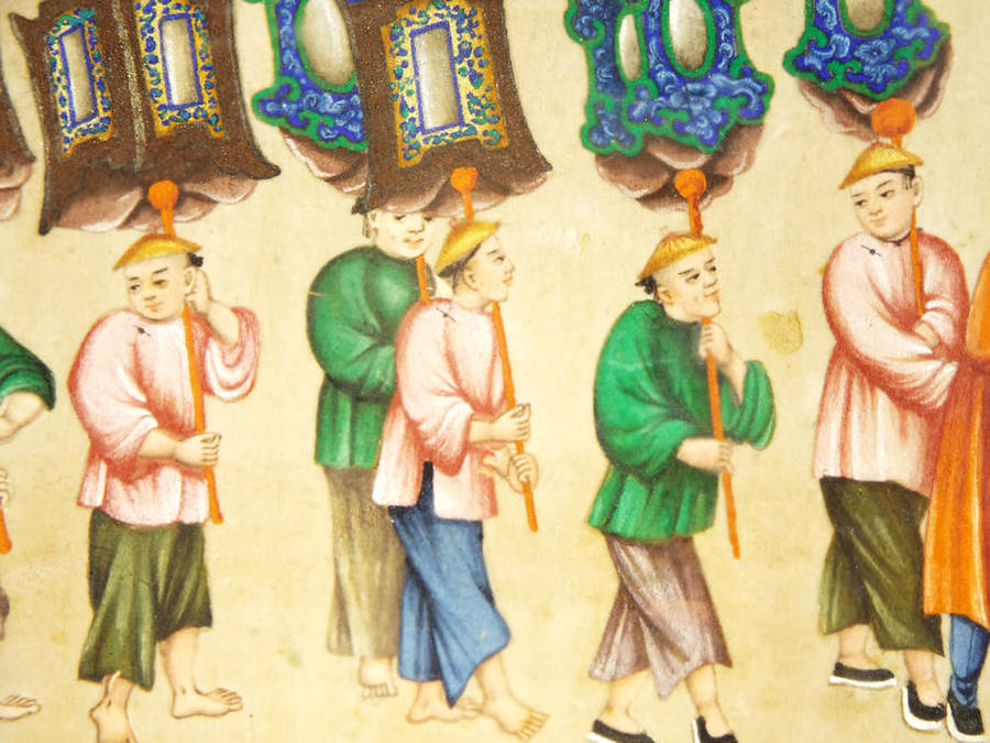 Early 19th Century Chinese Gouache of Figures in a  Parade. Ref.#  AR22