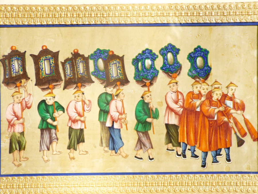 Early 19th Century Chinese Gouache of Figures in a  Parade. Ref.#  AR22