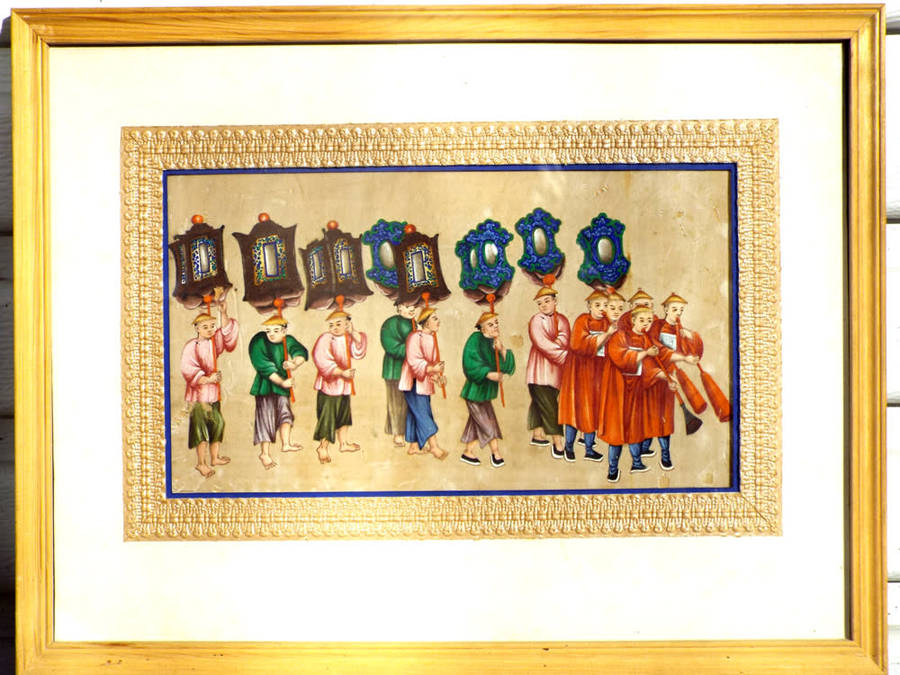 Early 19th Century Chinese Gouache of Figures in a  Parade. Ref.#  AR22