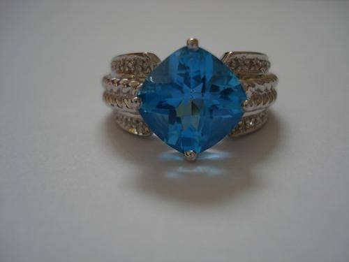 ***R3690*** 4.7CT SWISS LONDON BLUE TOPAZ & 24 GENUINE DIAMONDS RING (free shipping)