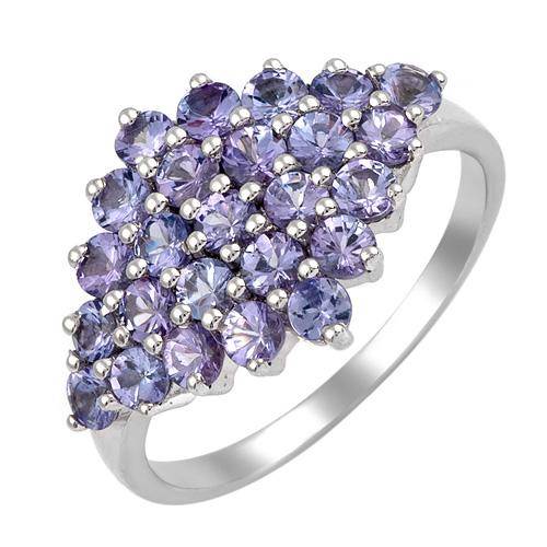 EXQUISITE HIGH QUALITY RING WITH 25 GENUINE TANZANITES 1.55CTW