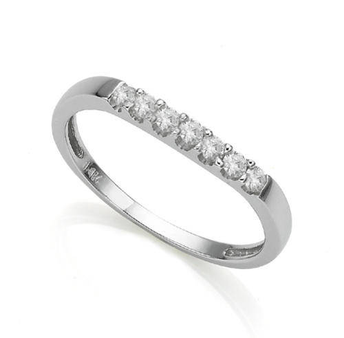 CERTIFIED WEDDING ETERNITY RING WITH 7 WHITE DIAMONDS IN 14KT WHITE GOLD