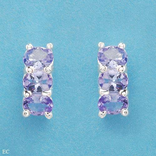 ***R1 500*** Pleasant Brand New Three-stone Earrings With 1.02ctw Genuine Tanzanites