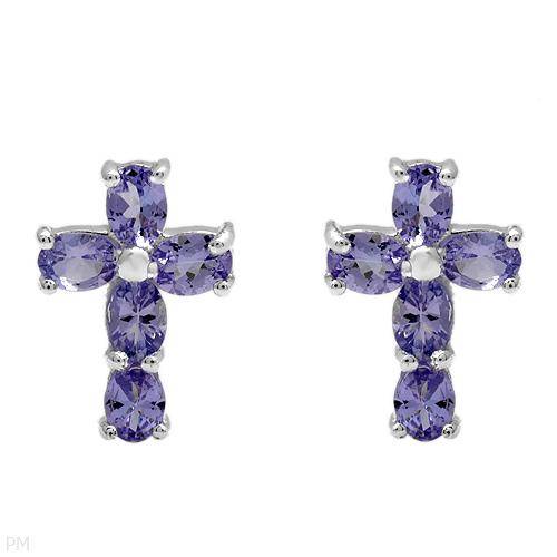 ***R2 300*** Dazzling Cross Earrings With 10 Genuine Tanzanites (Ideal Christmas gift)