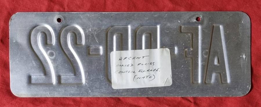 Vintage Number Plate ( Dutch ? ) ( Allied Forces in Europe ? )