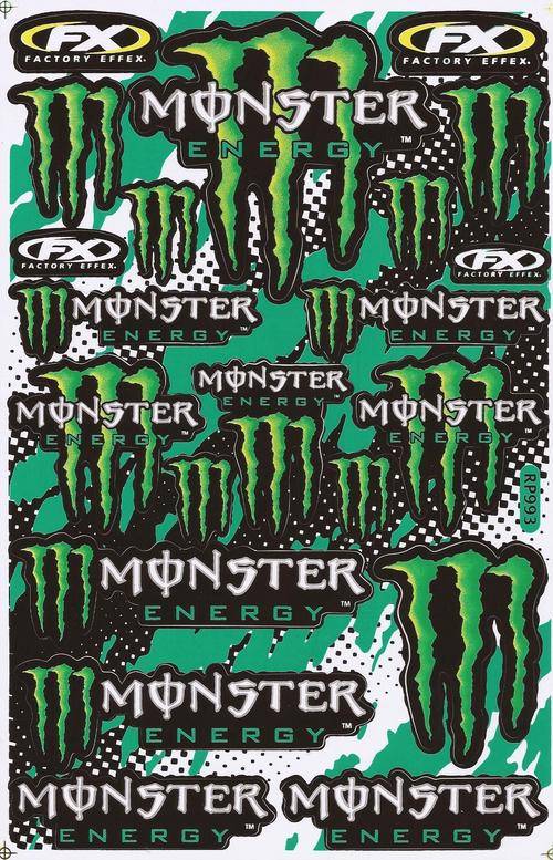 SPECIAL OFFER Vinyl Stickers - Monster , Factory Effex Sheet with 21 stickers