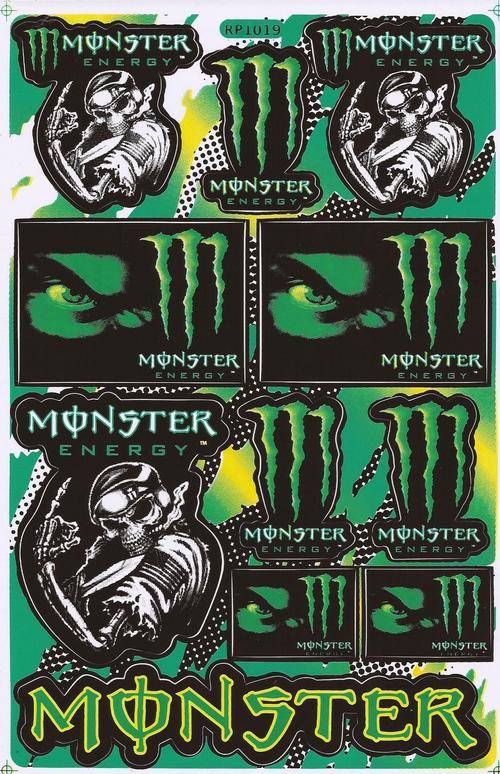 SPECIAL OFFER Vinyl Stickers - Monster Energy with skeleton Sheet with 11 stickers