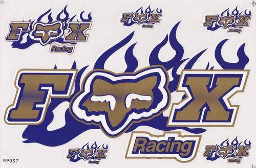 Vinyl Stickers - Fox Racing ( Blue / Gold ) Sheet with 6 stickers