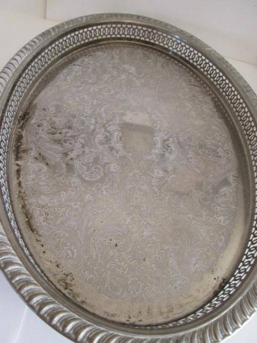 Large Silver on Brass Plated Tray - Made in England