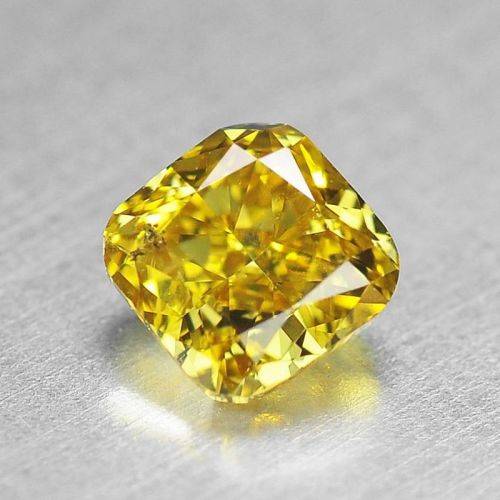 BLACK FRIDAY WEEKEND SALE - Vivid Fancy Yellow Diamond 0.35 cts Cushion Untreated Colour