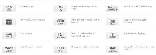Canon IXUS 175 (20MP, HD 720p, 8x Optical Zoom - Digital Camera Silver Set