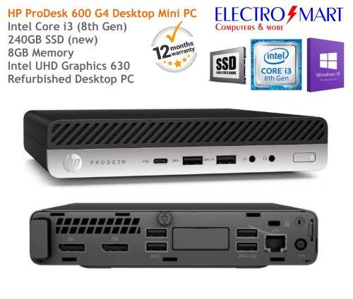 HP ProDesk 600 G4 Desktop Mini PC (Intel i3, 240GB SSD & 8GB RAM)