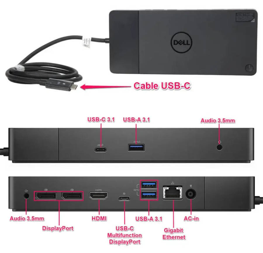 Dell Dock WD19 (with 130W AC Adapter)