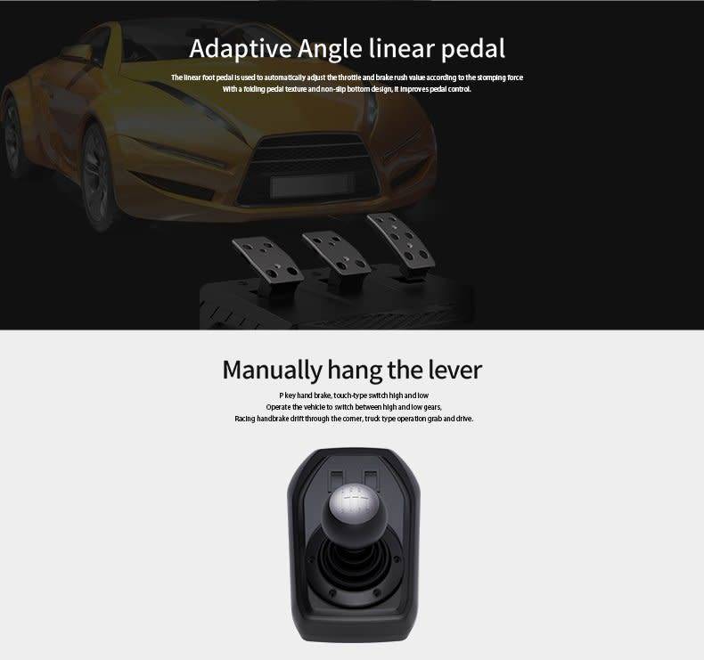 PXN V9 Gaming Steering Wheel 270-900 degree with 3 Pedals and Gear Shifter (New Open Box)