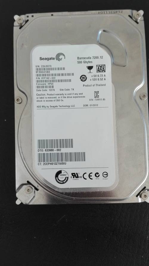 500gb Seagate Barracuda 3.5" HDD (100% HEALTH)