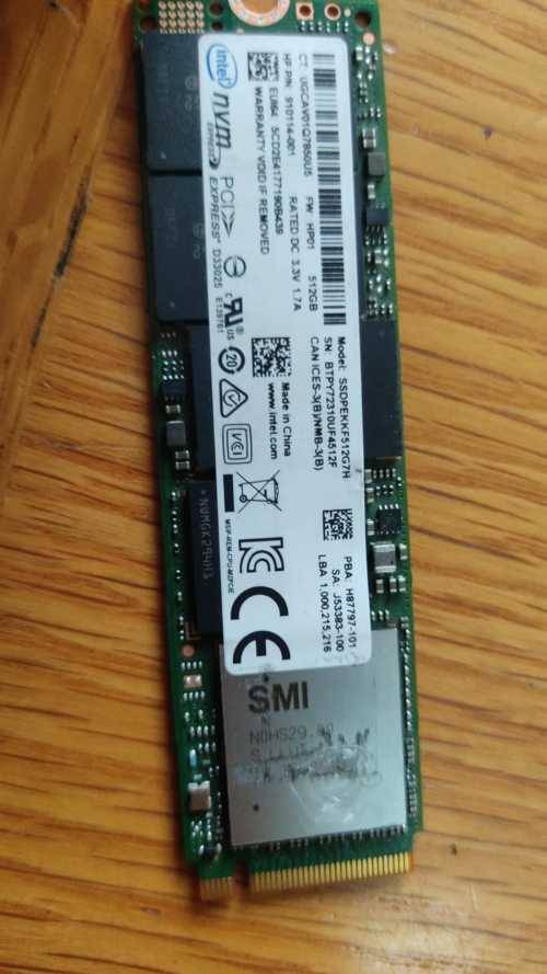 Intel ssdpekkf512g7h 512GB NVME SSD 100% HEALTH