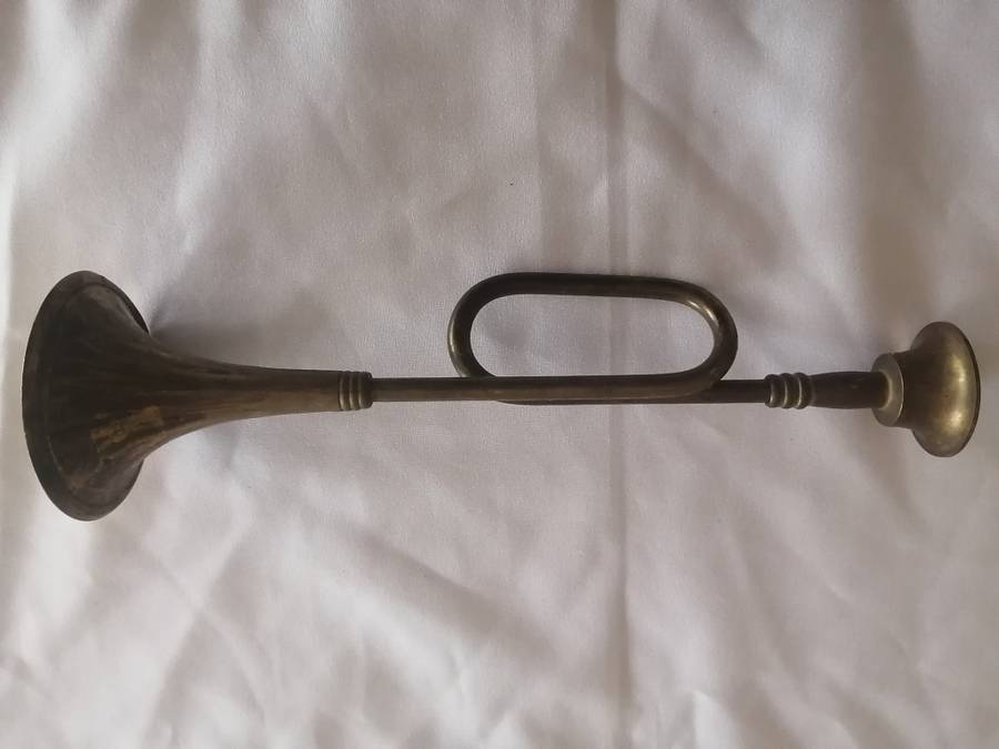 Antique Brass French Horn Candle Holder