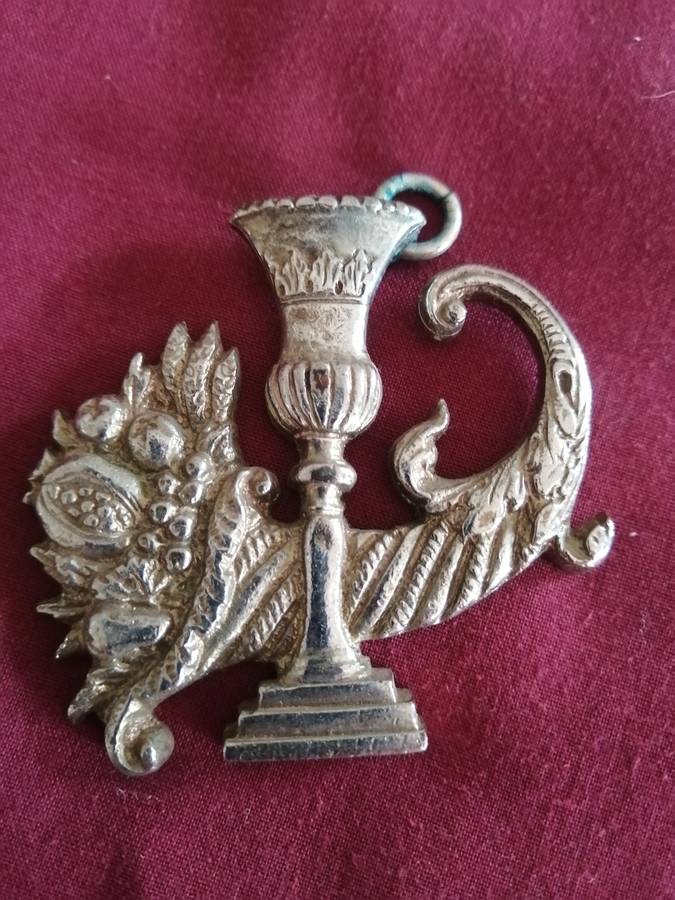 Antique Masonic Metal Cornucopia Collar Jewel