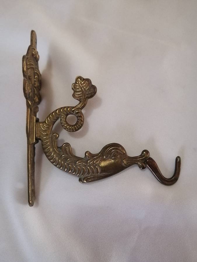 Unusual Vintage Brass Marlin Wall Mounted Hook