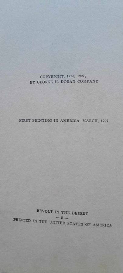 REVOLT IN THE DESERT - T.E. Lawrence **1st Edition**