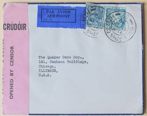 Ireland 1939 censored cover to USA  (Muller 32)
