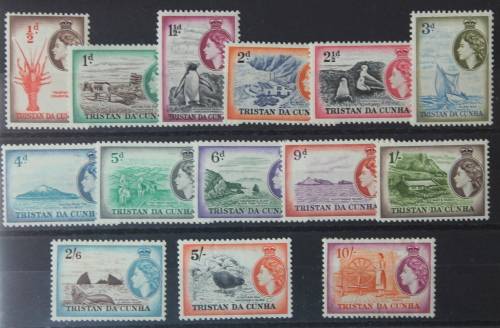 Tristan da Cunha. 1954 QE definitives mounted mint SG 14-27