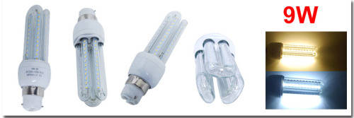 LED Light Bulbs: 9W Glass Covered U-Shape Energy Saver 220V in E27 and B22. Collections allowed