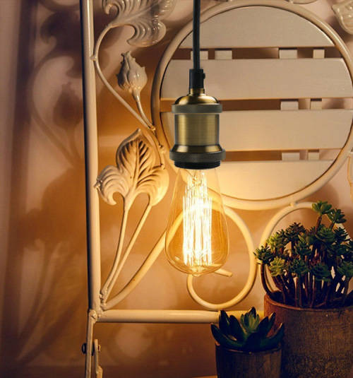 Light Pendant Ceiling Fittings + Bulbs: Retro Vintage Antique Edison E27. Collections are allowed.