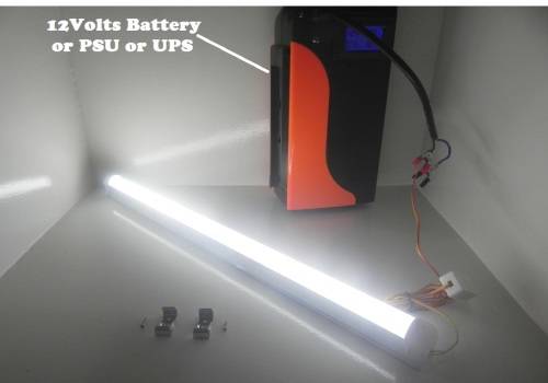 LED Fluorescent Tube Lights: Integrated 12V Clear Covers + Cables. Collections allowed