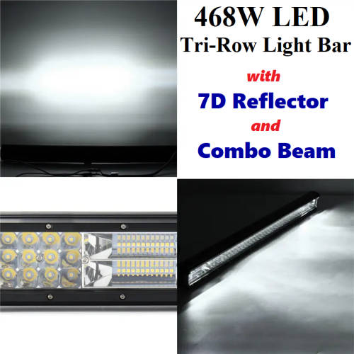 468W LED Tri-Row 7D Reflector Light Bar with Combo Beam. Collections areallowed.
