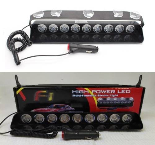Dashboard Windscreen LED Flash Strobe White Dash Light Bar. Very Long 9LED Type. Collections Allowed