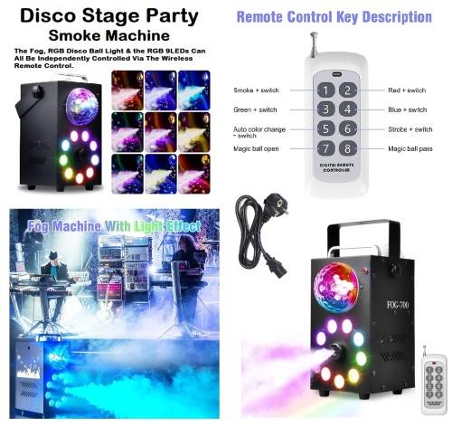 Professional Smoke Fog Machine with MultiColour RGB LEDs, Rotating Light Ball. Collections allowed