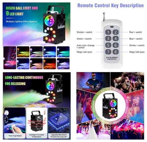 Professional Smoke Fog Machine with MultiColour RGB LEDs, Rotating Light Ball. Collections allowed