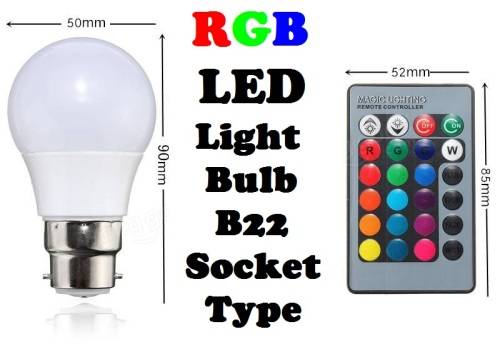 Colour Changing LED RGB Light Bulb B22 with Wireless IR Remote Control. Collections are allowed.